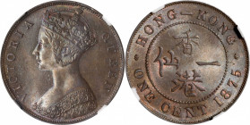 HONG KONG. Cent, 1875. London Mint. Victoria. NGC MS-64 Brown.

KM-4.1; Prid-168. Elegant and extremely glistening, this delightful near-Gem radiate...