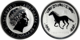 AUSTRALIA. 30 Dollars (Kilo), 2002. Perth Mint. Elizabeth II. GEM UNCIRCULATED.

KM-586. Mintage: 4,338. Diameter: 100mm. Lunar Series I, Year of th...