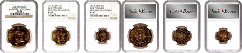 BHUTAN. Gold Proof Set (3 Pieces), 1966. Jigme Dorji. All NGC Certified.

AGW:...