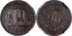 CEYLON. 1/96 Rix Dollar, 1802. Soho (Birmingham) Mint. NGC PROOF-64 Brown.

KM-74; Prid-86a. An immensely majestic and polished piece from the Soho ...
