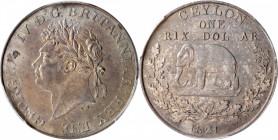 CEYLON. Rixdollar, 1821. London Mint. George IV. PCGS MS-62.

KM-84; Prid-82. Light gray and enchanting, this nearly-choice minor dazzles with a sub...