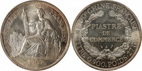 FRENCH INDO-CHINA. Piastre, 1907-A. Paris Mint. PCGS MS-63+.

KM-5a.1; Lec-290; Gad-35; WS-1351-11. This exceptionally handsome example presents a s...