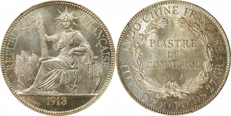 FRENCH INDO-CHINA. Piastre, 1913-A. Paris Mint. PCGS MS-63.

KM-5a.1; Lec-294....