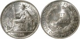 FRENCH INDO-CHINA. Piastre, 1922-H. Heaton Mint. PCGS MS-63.

KM-5a.3; Lec-299. A tremendously blast white and exceptionally radiant example, this c...