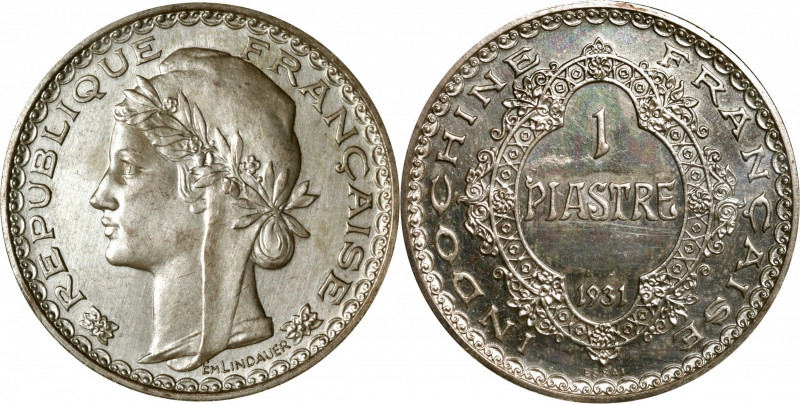 FRENCH INDO-CHINA. Silver Piefort Piastre Essai (Pattern), 1931. Paris Mint. NGC...