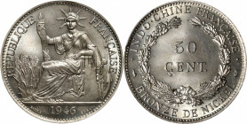 FRENCH INDO-CHINA. Copper-Nickel 50 Centimes Essai (Pattern), 1946. Paris Mint. PCGS SPECIMEN-65.

KM-E41; Lec-264. Quite alluring and impressive, t...