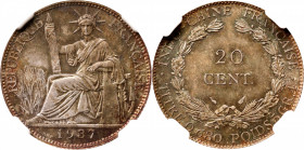 FRENCH INDO-CHINA. 20 Centimes, 1937. Paris Mint. NGC MS-66.

KM-17.2; Lec-236. The date that rounds out this minor series, the present Gem exhibits...