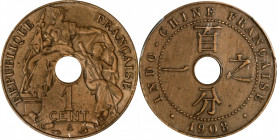 FRENCH INDO-CHINA. Piefort Centime, 1908. Paris Mint. PCGS SPECIMEN-62 Brown.

KM-P2; Lec-63. A fairly RARE issue, this piefort striking presents ol...