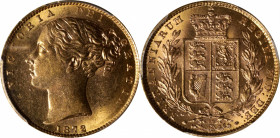 GREAT BRITAIN. Sovereign, 1872. London Mint. Victoria. PCGS MS-64.

S-3853B; Fr-387i; KM-736.2. Die number: 89. Shimmering and highly glistening, th...