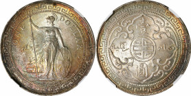 GREAT BRITAIN. Trade Dollar, 1899-B. Bombay Mint. NGC MS-64.

KM-T5; Mars-BTD1; Prid-8. A colorful near-Gem, this early date trade issue offers hues...