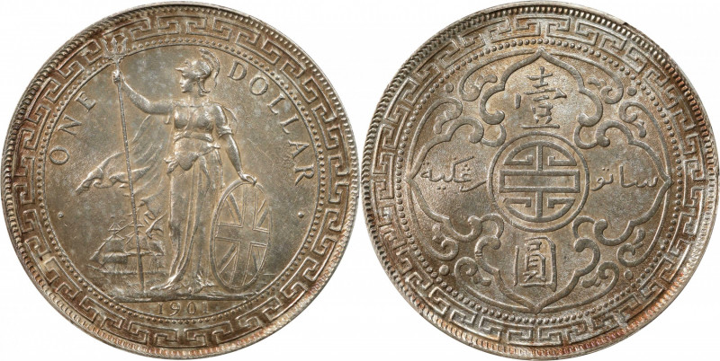 GREAT BRITAIN. Trade Dollar, 1901-C. Calcutta Mint. PCGS AU-58.

KM-T5; Mars-B...