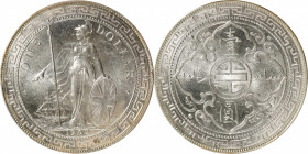 GREAT BRITAIN. Trade Dollar, 1902-B. Bombay Mint. PCGS MS-64.

KM-T5; Mars-BTD1; Prid-13. Nearly entirely blast white and blazing, this near-Gem tra...