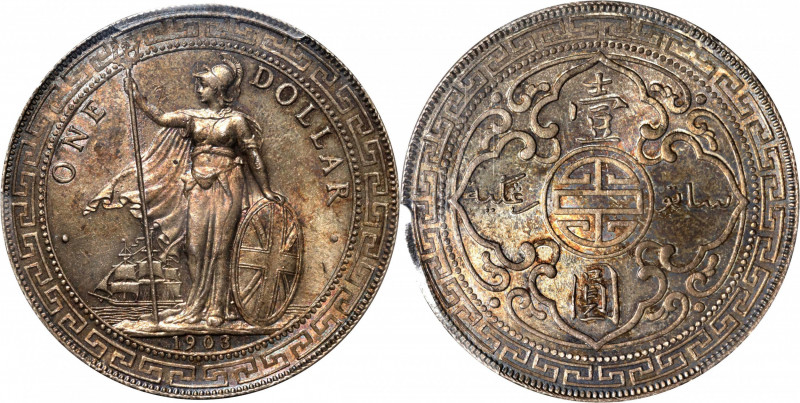 GREAT BRITAIN. Trade Dollar, 1903/2-B. Bombay Mint. PCGS MS-63.

KM-T5; Mars-B...