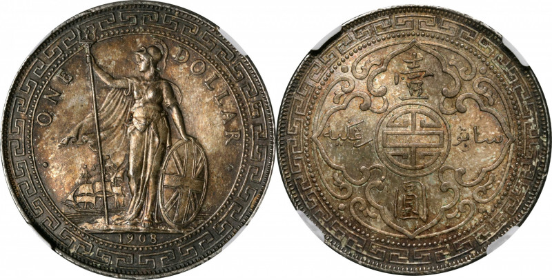 GREAT BRITAIN. Trade Dollar, 1908-B. Bombay Mint. NGC MS-65+.

KM-T5; Mars-BTD...