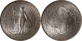 GREAT BRITAIN. Trade Dollar, 1909-B. Bombay Mint. PCGS MS-64.

KM-T5; Mars-BTD1; Prid-19. Housed in an old green holder (OGH), this entrancing near-...