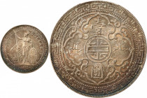 GREAT BRITAIN. Trade Dollar, 1910/00-B. Bombay Mint. PCGS MS-62.

KM-T5; Mars-BTD1; Prid-20 var. (regular date). Overdate variety. This example of t...
