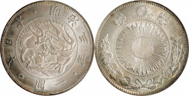 JAPAN. Yen, Year 3 (1870). Osaka Mint. Mutsuhito (Meiji). PCGS MS-66.

KM-Y-5.1; JNDA-01-9; JC-09-9-1. Framed (type 1) sunburst, with common "yen". ...