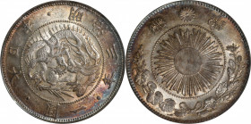 JAPAN. Yen, Year 3 (1870). Osaka Mint. Mutsuhito (Meiji). PCGS MS-63.

KM-Y-5.1; JNDA-01-9; JC-09-9-1. Framed (type 1) sunburst, with common "yen". ...