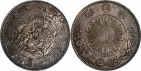JAPAN. Yen, Year 3 (1870). Osaka Mint. Mutsuhito (Meiji). PCGS MS-62.

KM-Y-5.1; JNDA-01-9; JC-09-9-1. Framed (type 1) sunburst, with common "yen". ...