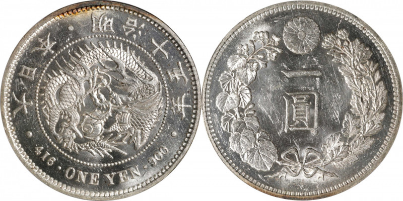 JAPAN. Yen, Year 15 (1882). Osaka Mint. Mutsuhito (Meiji). PCGS MS-63.

KM-Y-A...
