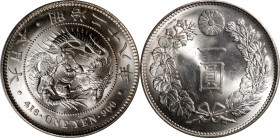 JAPAN. Yen, Year 28 (1895). Osaka Mint. Mutsuhito (Meiji). PCGS MS-64.

KM-Y-A25.3; JNDA-01-10A; JC-09-10-2. Upon first glance, one cannot help but ...