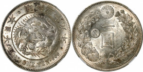 JAPAN. Yen, Year 29 (1896). Osaka Mint. Mutsuhito (Meiji). NGC MS-62.

KM-Y-28a.2; JNDA-01-10C; JC-09-10-4. "Gin" countermark in left reverse field....