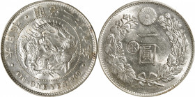 JAPAN. Yen, Year 29 (1896). Osaka Mint. Mutsuhito (Meiji). PCGS MS-62.

KM-Y-28a.2; JNDA-01-10C; JC-09-10-4. "Gin" countermark in left reverse field...