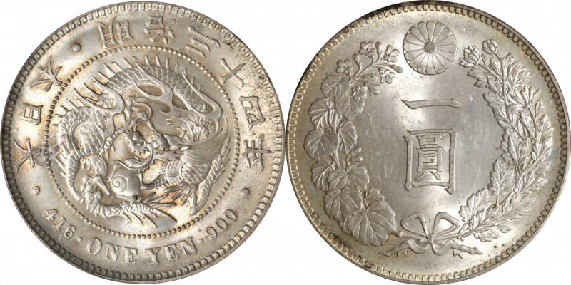 JAPAN. Yen, Year 34 (1901). Osaka Mint. Mutsuhito (Meiji). PCGS MS-64.

KM-Y-A...