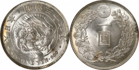JAPAN. Yen, Year 36 (1903). Osaka Mint. Mutsuhito (Meiji). PCGS MS-64.

KM-Y-A25.3; JNDA-01-10A; JC-09-10-2. Largely blast white and argent, this gl...