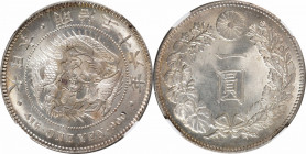 JAPAN. Yen, Year 36 (1903). Osaka Mint. Mutsuhito (Meiji). NGC MS-64.

KM-Y-A25.3; JNDA-01-10A; JC-09-10-2. An exceptionally elegant near-Gem, this ...