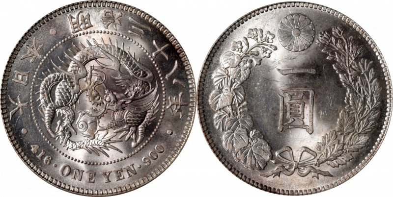 JAPAN. Yen, Year 38 (1905). Osaka Mint. Mutsuhito (Meiji). NGC MS-64.

KM-Y-A2...