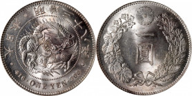 JAPAN. Yen, Year 38 (1905). Osaka Mint. Mutsuhito (Meiji). NGC MS-64.

KM-Y-A25.3; JNDA-01-10A; JC-09-10-2. Majestic and exceptionally alluring, thi...