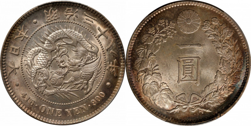 JAPAN. Yen, Year 38 (1905). Osaka Mint. Mutsuhito (Meiji). PCGS MS-64.

KM-Y-A...