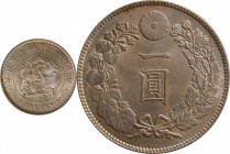 JAPAN. Yen, Year 39 (1906). Osaka Mint. Mutsuhito (Meiji). PCGS MS-63.

KM-Y-A25.3; JNDA 01-10A; JC-09-10-2. RARE when seen in Choice grade, this pl...