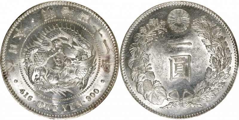 JAPAN. Yen, Year 41 (1908). Osaka Mint. Mutsuhito (Meiji). PCGS MS-61.

KM-Y-A...