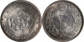 JAPAN. Yen, Year 45 (1912). Osaka Mint. Mutsuhito (Meiji). PCGS MS-64.

KM-Y-A25.3; JNDA-01-10A; JC-09-10-2. This delightful example-- emanating fro...