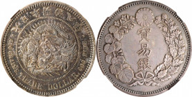 JAPAN. Trade Dollar, Year 8 (1875). Osaka Mint. Mutsuhito (Meiji). NGC AU-55.

KM-Y-14; JNDA-01-12; JC-09-12-1. Barely handled and entirely wholesom...