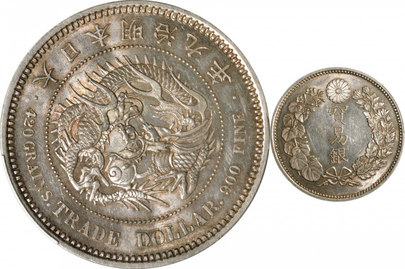JAPAN. Trade Dollar, Year 9 (1876). Osaka Mint. Mutsuhito (Meiji). PCGS MS-62.
...