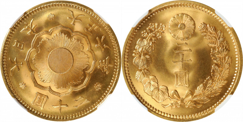 JAPAN. 20 Yen, Year 6 (1917). Osaka Mint. Yoshihito (Taisho). NGC MS-66.

Fr-5...