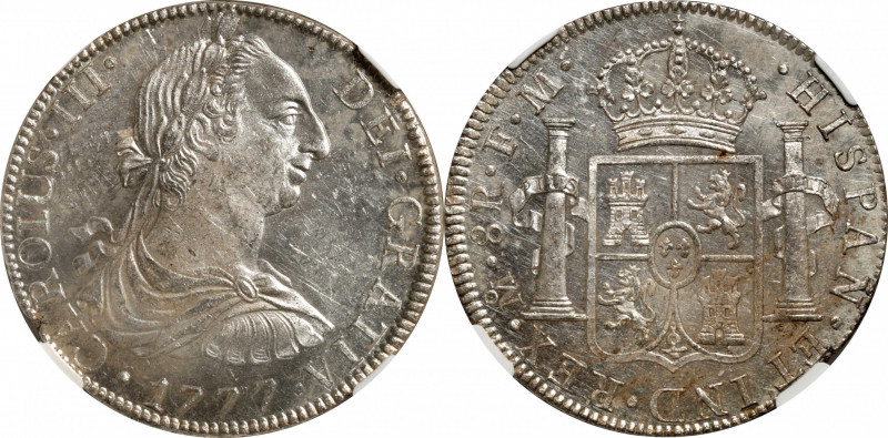 MEXICO. 8 Reales, 1777-Mo FM. Mexico City Mint. Charles III. NGC MS-62.

KM-10...