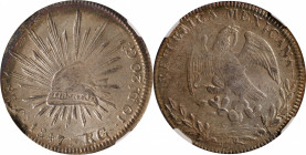 MEXICO. 8 Reales, 1847-Ca RG. Chihuahua Mint. NGC MS-60.

KM-377.2; DP-Ca18. RARELY seen in high grade, Dunigan and Parker note that most examples o...