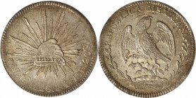 MEXICO. 8 Reales, 1826-Do RL. Durango Mint. PCGS AU-58.

KM-377.4; DP-Do03. This very early product of Durango displays an elite strike for the type...