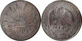 MEXICO. 8 Reales, 1861-Do CP. Durango Mint. PCGS MS-65.

KM-377.4; DP-Do41. This handsome Gem is aglow with a nice luster that pops through the icy ...