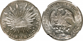 MEXICO. 8 Reales, 1883/2-Mo MH. Mexico City Mint. NGC MS-64+.

KM-377.10; DP-Mo68. Overdate variety. Incredibly brilliant and dazzling, this crown s...