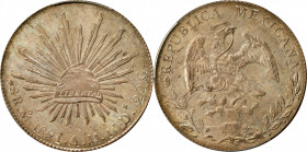 MEXICO. 8 Reales, 1891-Mo AM. Mexico City Mint. PCGS MS-65.

KM-377.10; DP-Mo77. A strong Gem, this beauty presents an overall white appearance, wit...