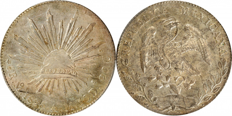 MEXICO. 8 Reales, 1895-Mo AM. Mexico City Mint. PCGS MS-64.

KM-377.10; DP-Mo8...