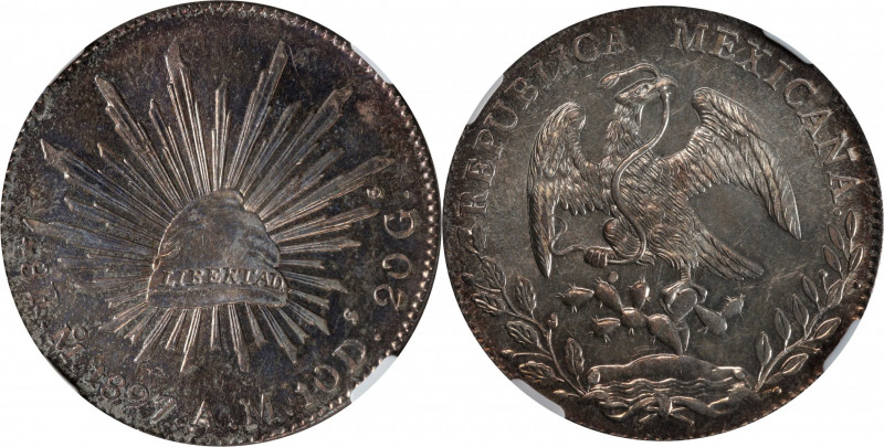 MEXICO. 8 Reales, 1897-Mo AM. Mexico City Mint. NGC MS-65.

KM-377.10; DP-Mo85...