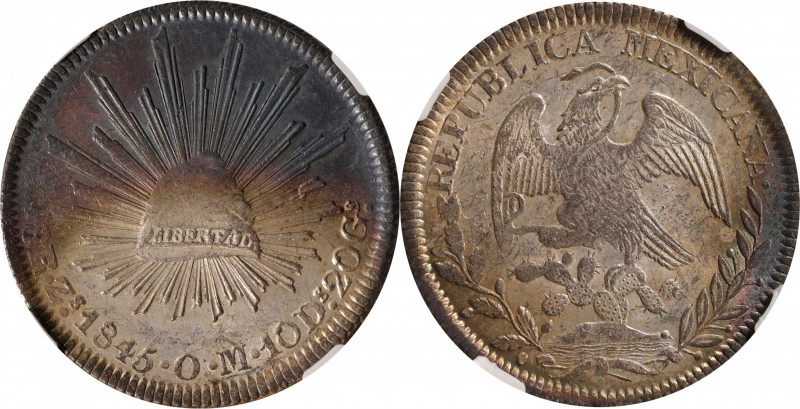 MEXICO. 8 Reales, 1845-Zs OM. Zacatecas Mint. NGC MS-62+.

KM-377.13; DP-Zs25....