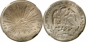MEXICO. 8 Reales, 1885-Zs JS. Zacatecas Mint. NGC MS-64+.

KM-377.13; DP-Zs70. This pleasingly argent example offers up much in the way of eye appea...