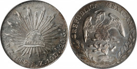MEXICO. 8 Reales, 1887-Z FZ. Zacatecas Mint. PCGS MS-65.

KM-377.13; DP-Zs73. Immensely appealing to the eyes, this stunning example provides all th...